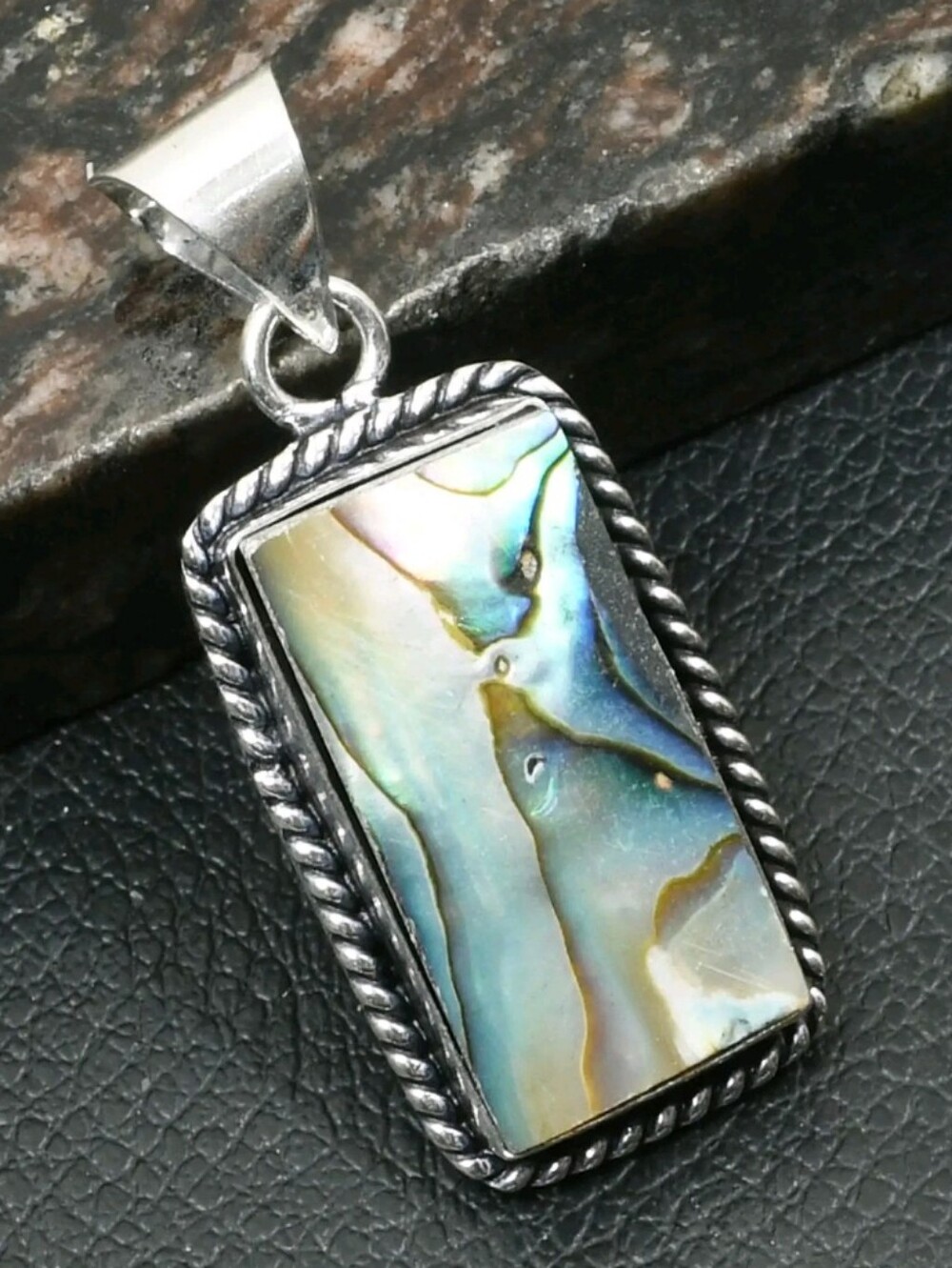 Abalone Shell Gemstone Jewelry Handmade Pendant Necklace